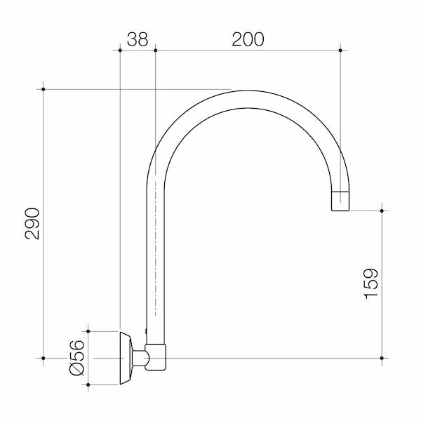 Caroma G Series+ Wall Sink Outlet - 200mm (Lead Free)