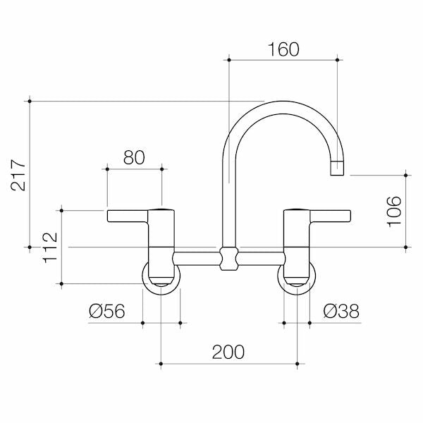 Caroma G Series+ Exposed Wall Sink Set (160mm outlet + 150mm handles) - Lead Free