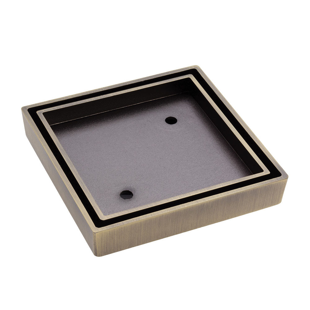 Fienza Square Tile Bed Floor Waste, 75mm Outlet - Antique Brass