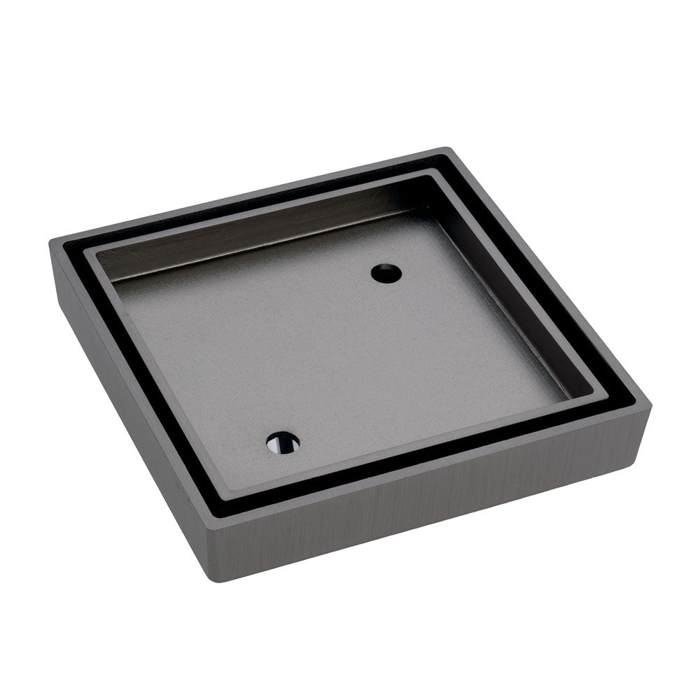 Fienza Square Tile Bed Floor Waste, 75mm Outlet - Gun Metal