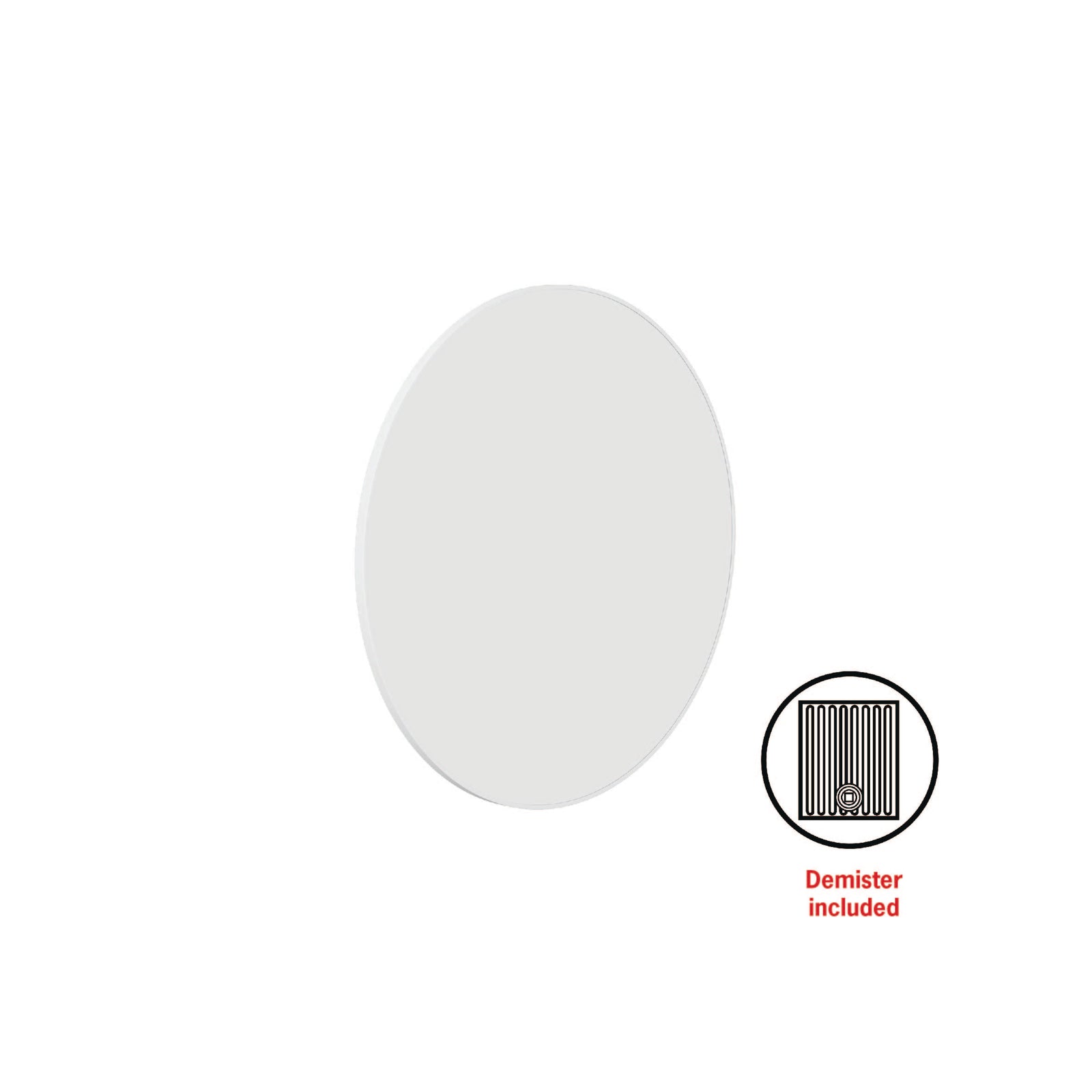 Georgia Round White Framed Mirror - Includes Mirror Demister
