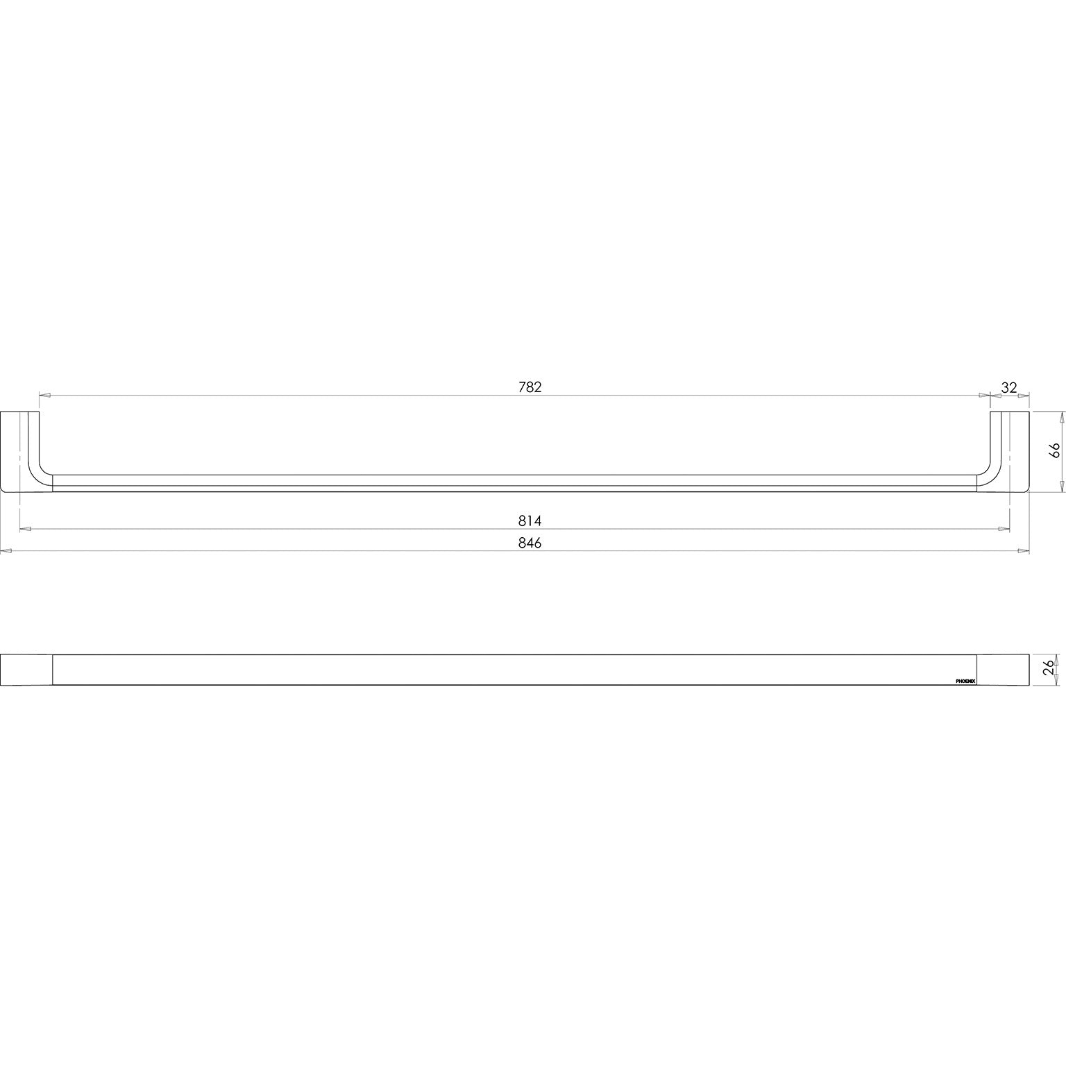 Phoenix Gloss Single Towel Rail 800mm