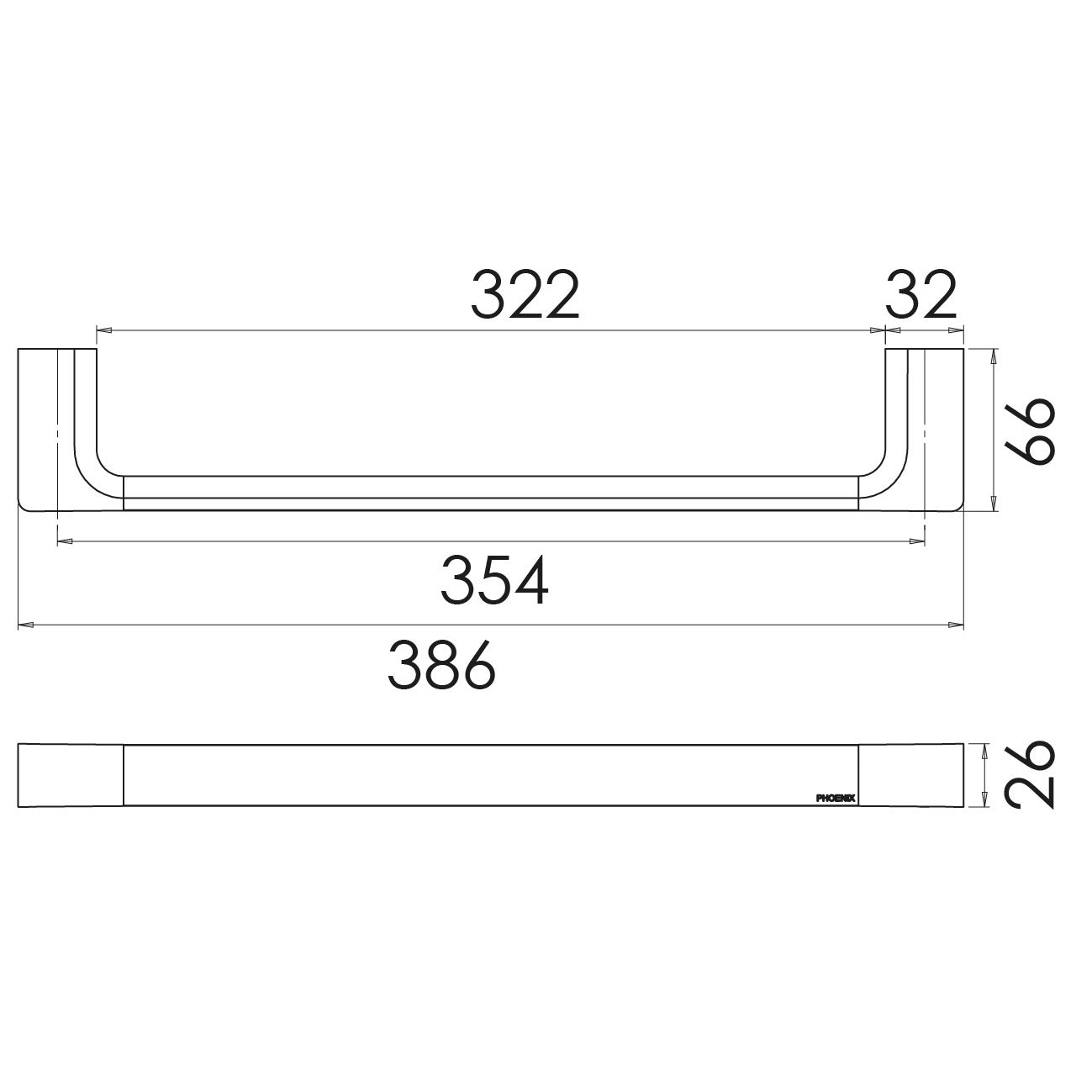 Phoenix Gloss Hand Towel Rail