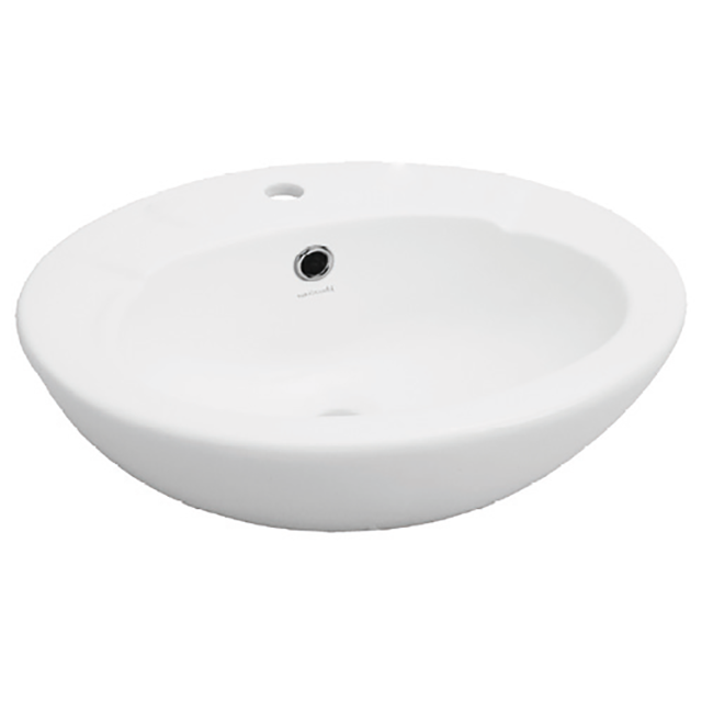 Johnson Suisse Avon Semi Recessed Basin 495 x 420mm - 1 Tap Hole / Bottle Trap & Chrome Plug & Waste