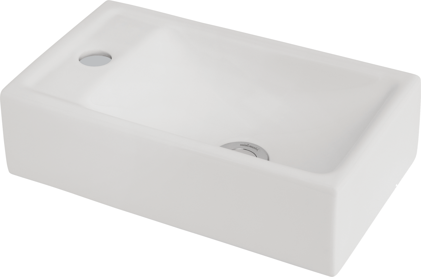 Johnson Suisse Quado Compact Wall Basin 400 x 230mm - Left Hand Shelf / 1 Tap Hole