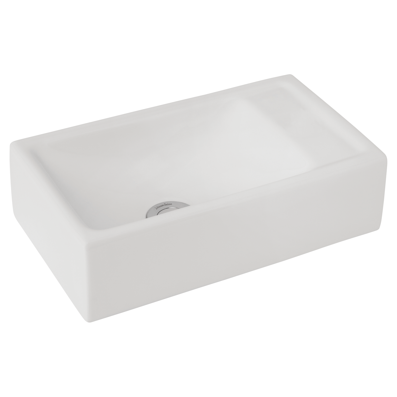 Johnson Suisse Quado Compact Wall Basin 400 x 230mm - Right Hand Shelf / No Tap Hole