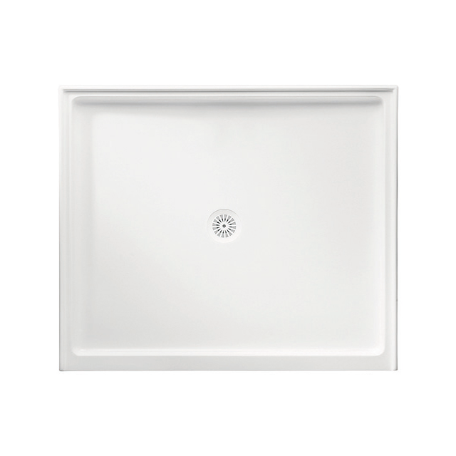 Johnson Suisse Flinders Polymarble Shower Base - 1060 x 900 mm / Centre Outlet / 3-Sided Tile Lip