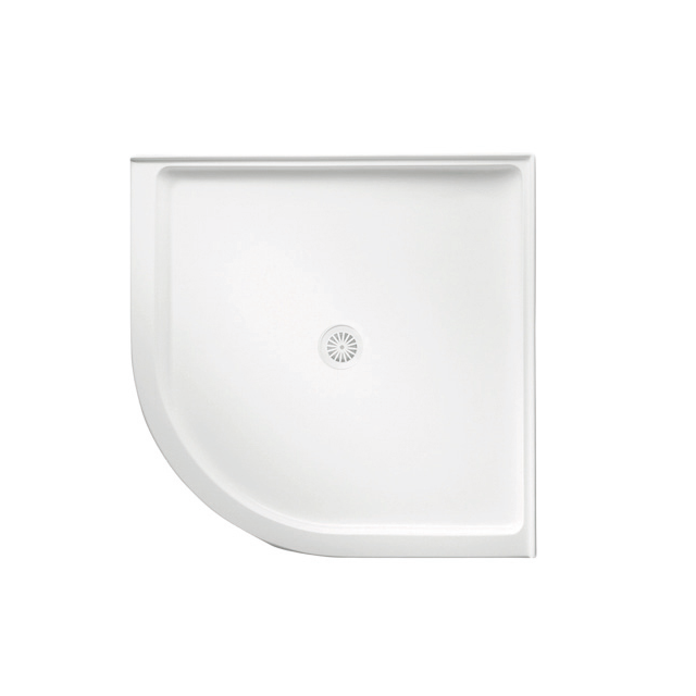 Johnson Suisse Flinders Polymarble Shower Base - 1000 x 1000 mm / Centre Outlet / Curved Corner