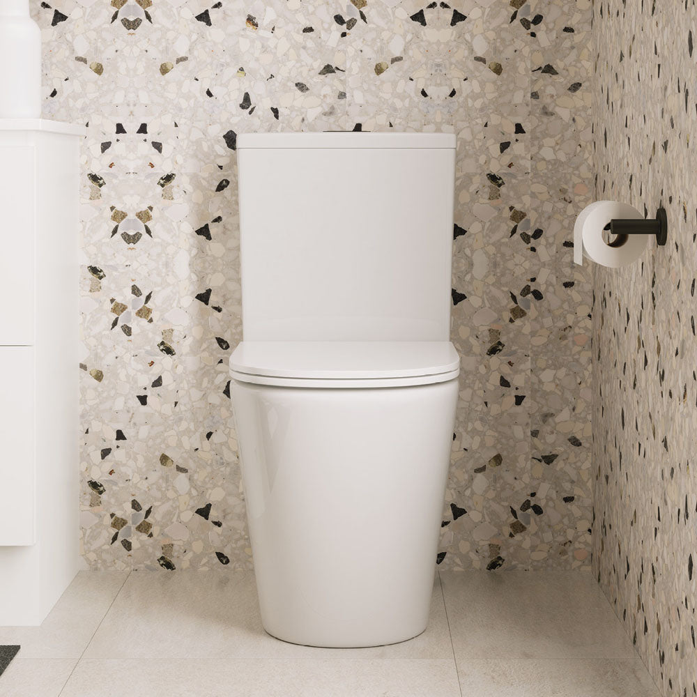 Fienza Kaya Tornado Flush Back-to-Wall Toilet Suite, Gloss White with Slim Seat