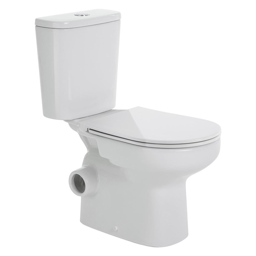 Fienza Petra Close-Coupled Toilet Suite, Left Skew Trap, Gloss White with Slim Seat