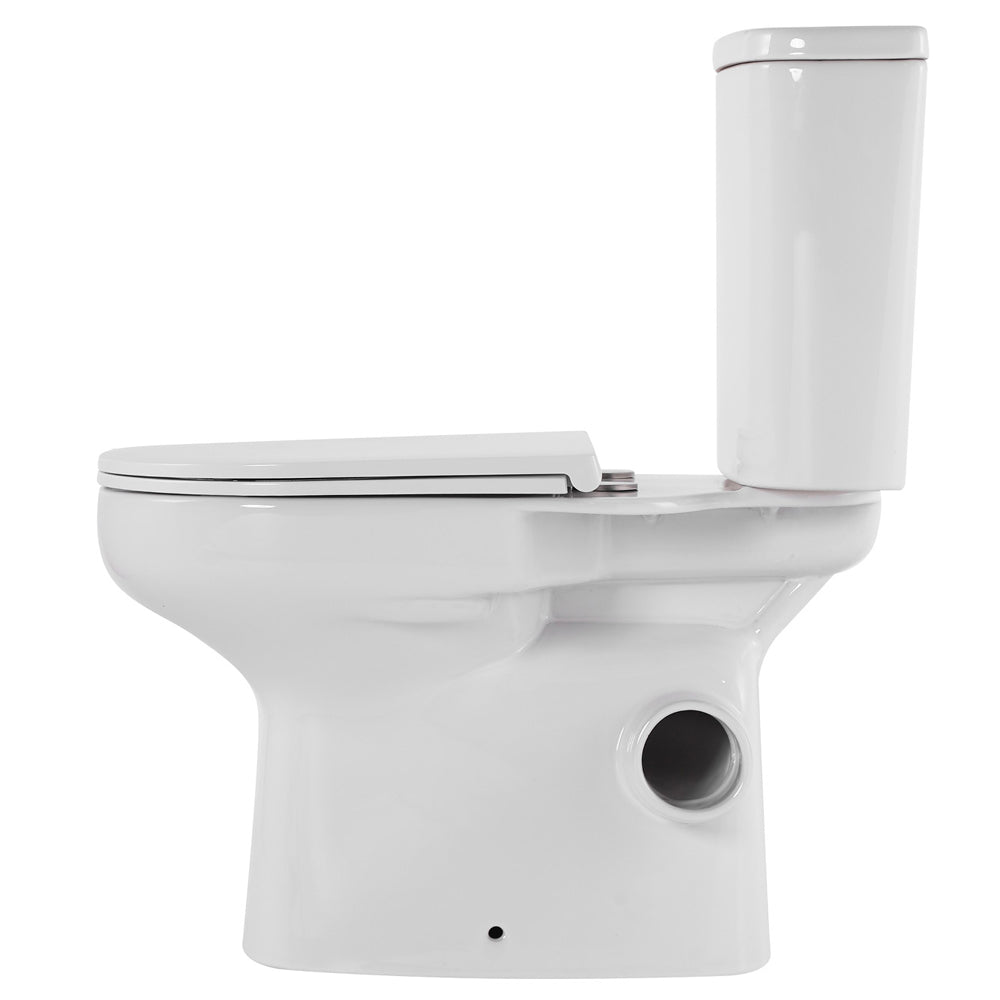 Fienza Petra Close-Coupled Toilet Suite, Right Skew Trap, Gloss White with Slim Seat
