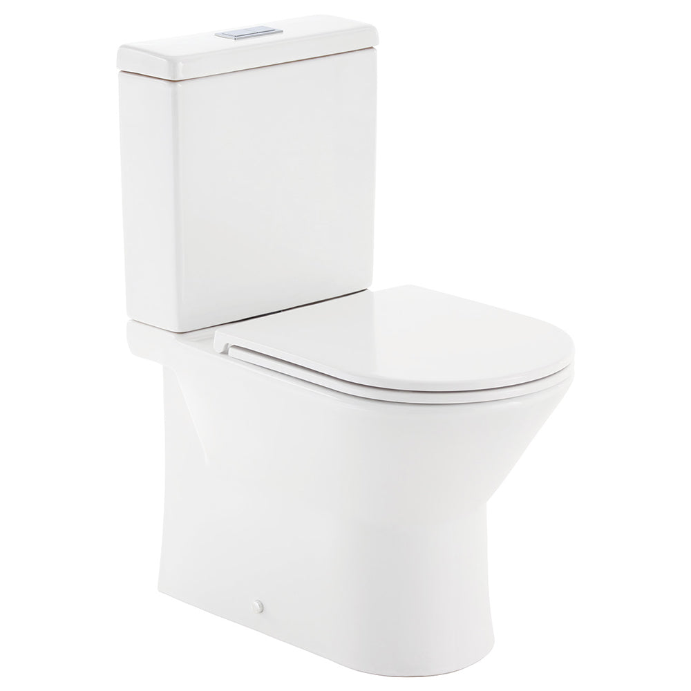 Fienza Escola Back-to-Wall Toilet Suite, Gloss White with Slim Seat