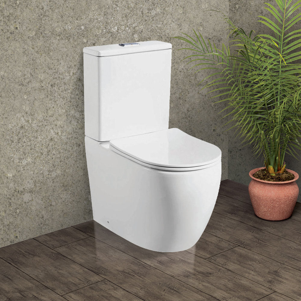Fienza Hana Back-to-Wall Toilet Suite, Gloss White