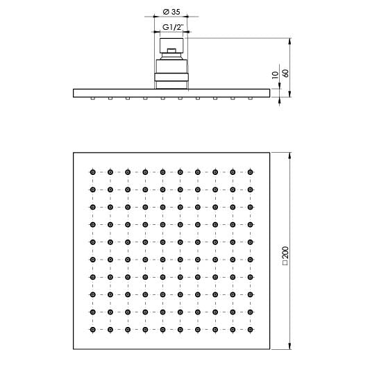 Phoenix Lexi Shower Rose 200mm Square