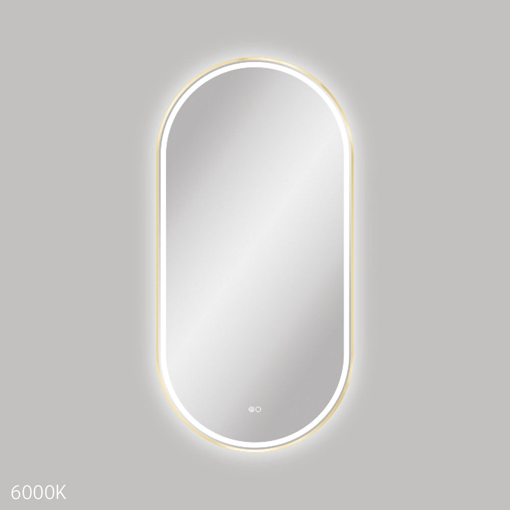 Empire LED Framed Mirror, 600 x 1200mm, Urban Brass