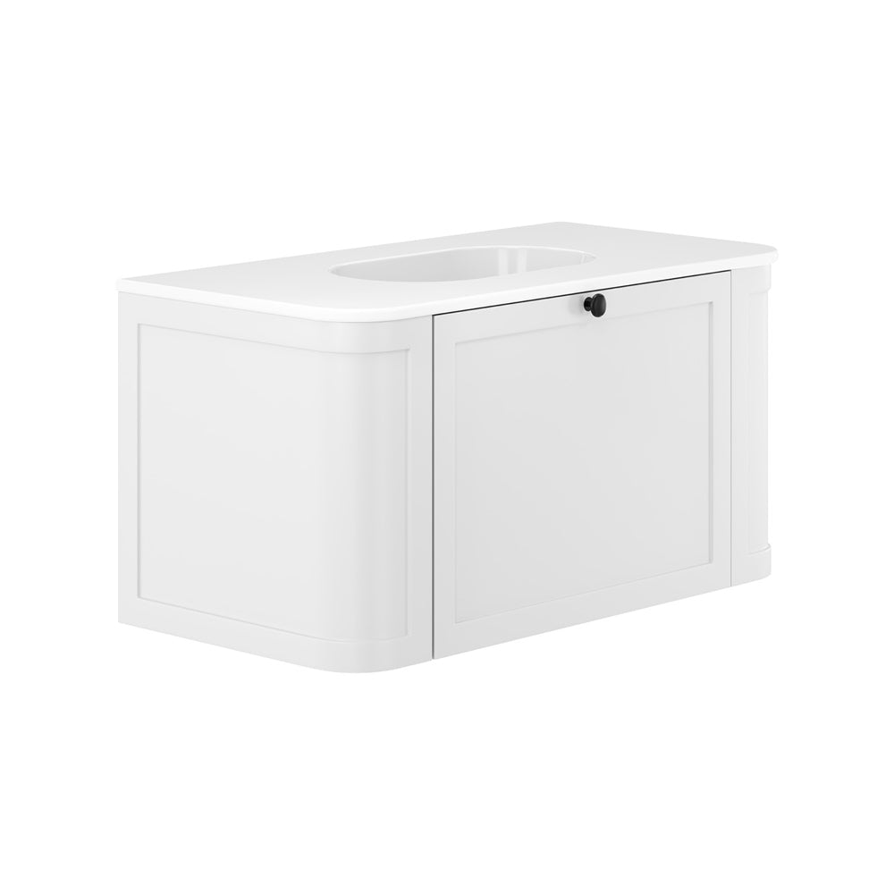 Fienza Lola Mila Curved Satin White Wall-Hung Vanity 750 / 900 / 1200 / 1500 MM