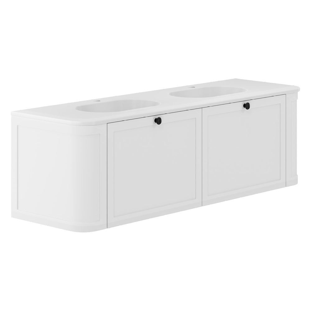 Fienza Lola Mila Curved Satin White Wall-Hung Vanity 750 / 900 / 1200 / 1500 MM