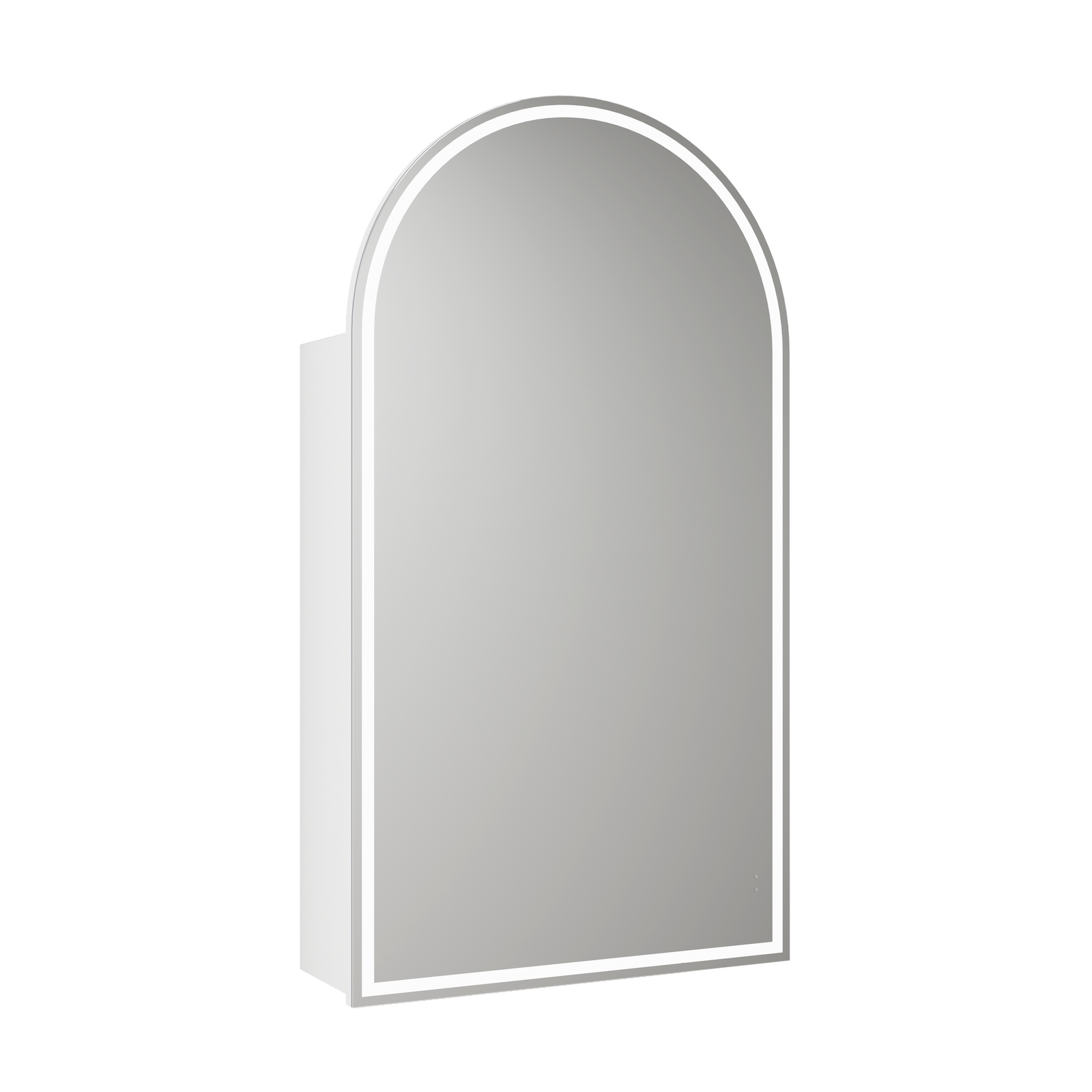 Aulic Canterbury Arch LED Shaving Cabinet Matte White Frameless