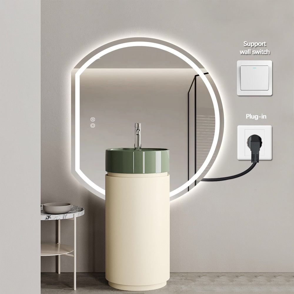 Left Cut Moon Frosted LED Mirror – 90 x 100cm Frameless Frontlit