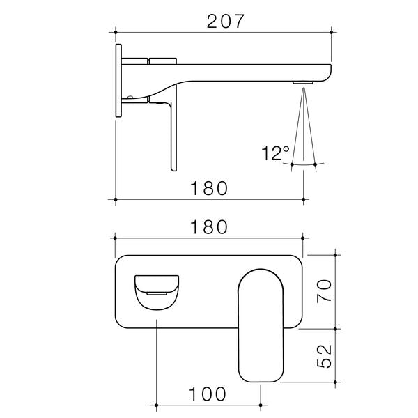 Caroma Luna® II EasySwitch Wall Basin/Bath Mixer 180mm - Trim Kit (In Wall Body not included)