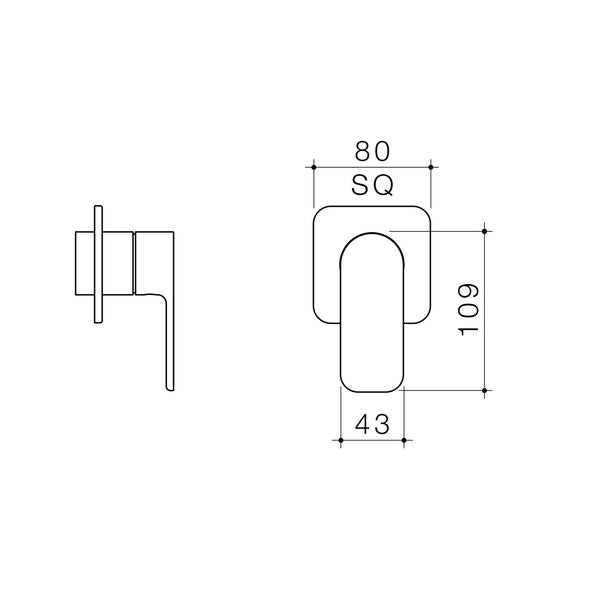 Caroma Luna® II EasySwitch Bath/Shower Mixer - Trim Kit (In Wall Body not included)