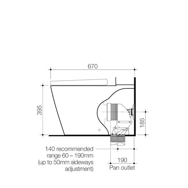Caroma Luna® Square CleanFlush® Wall Faced Close Coupled Pan (suits Bottom Inlet Cistern)