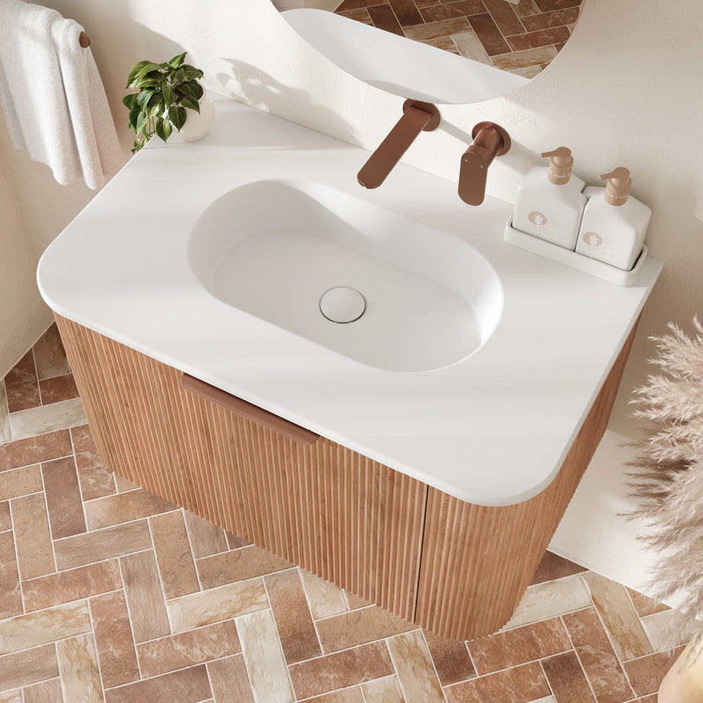 Fienza Margot Wall Hung Double Curve Cabinet with Lola Basin Top 750 / 900 / 1200 / 1500 MM