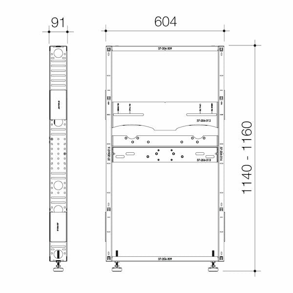 Caroma CAMFIS Inwall frame - Wall Mounted Large Basin Frame Only