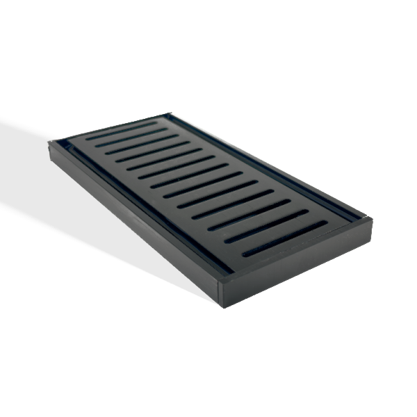 Muses Aluminium Brushed Black Ezy Flow Floor Grate 300 X 100 14 mm