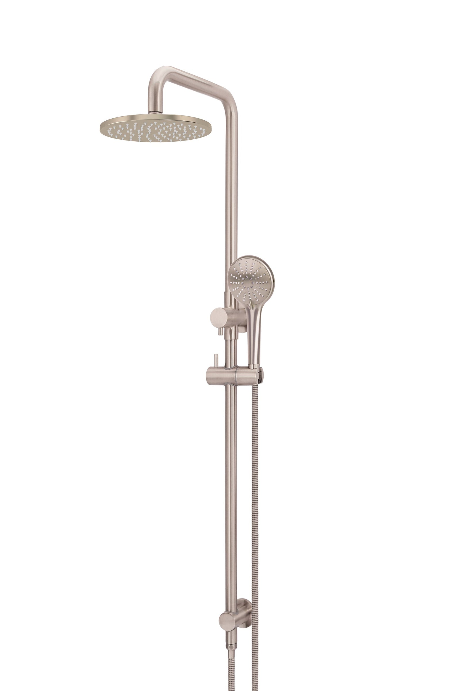 Meir Round Combination Shower Rail 200mm Rose, Three Function Hand Shower