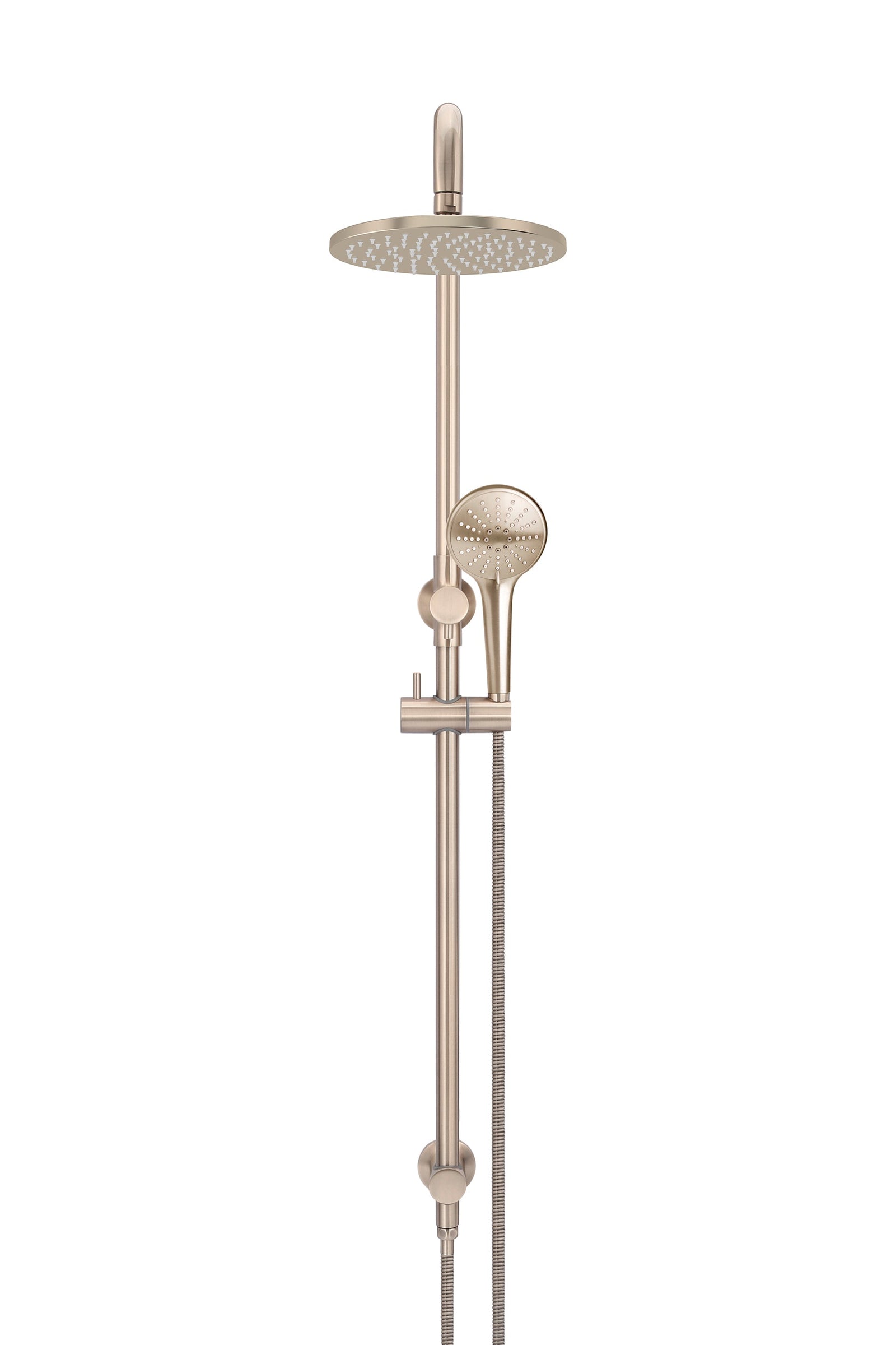 Meir Round Combination Shower Rail 200mm Rose, Three Function Hand Shower