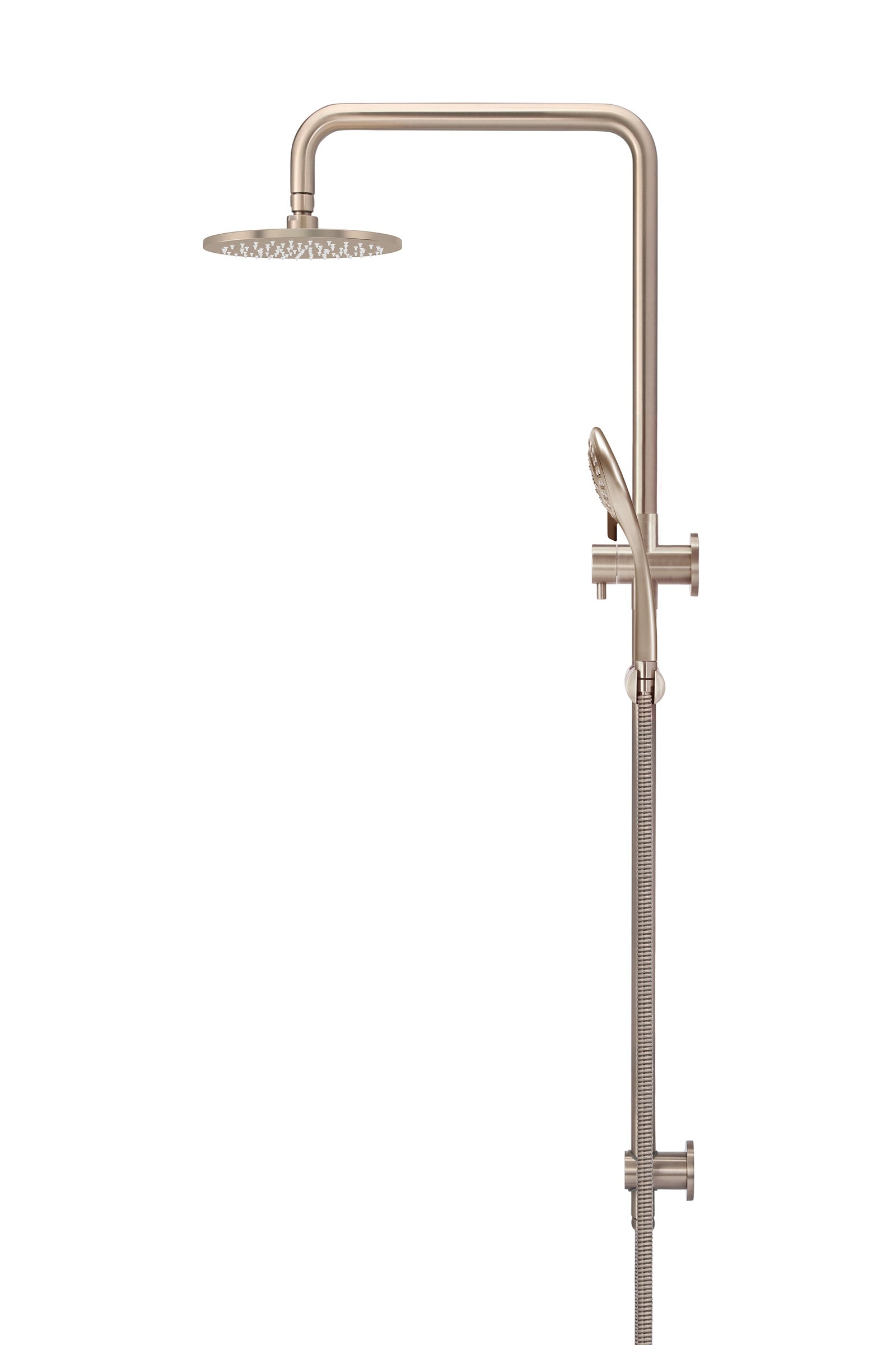 Meir Round Combination Shower Rail 200mm Rose, Three Function Hand Shower