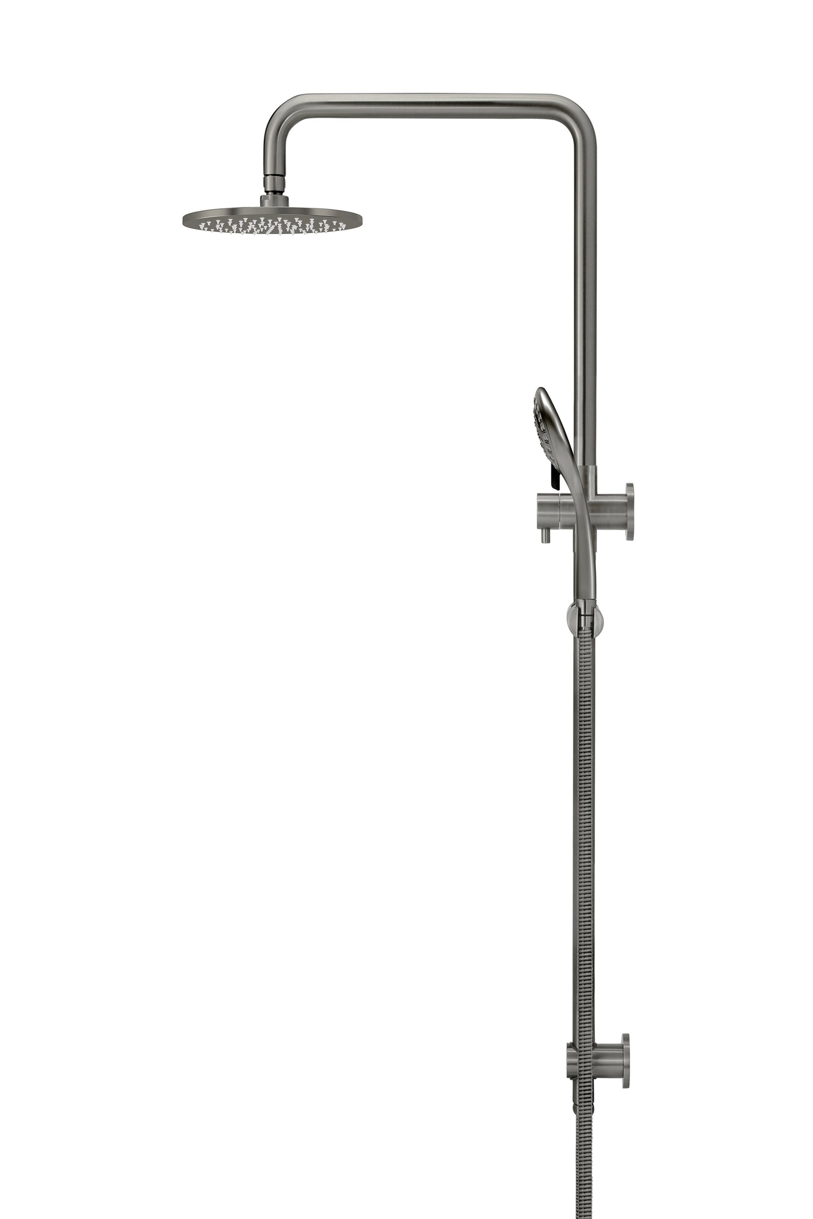 Meir Round Combination Shower Rail 200mm Rose, Three Function Hand Shower