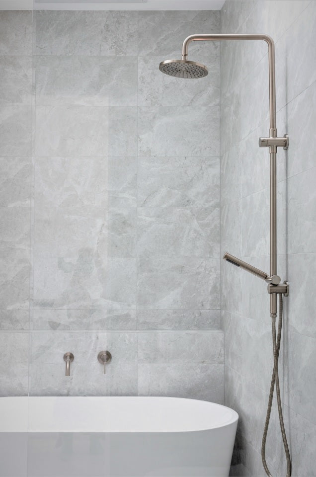 Meir Round Combination Shower Rail 200mm Rose, Single Function Hand Shower