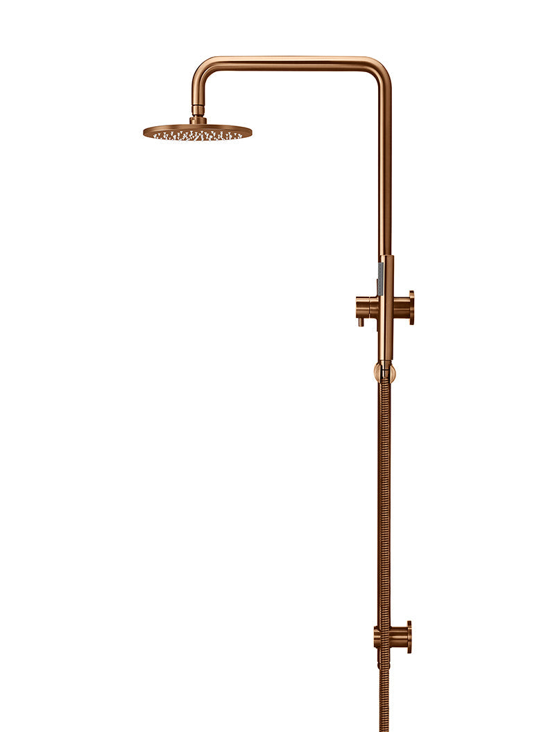 Meir Round Combination Shower Rail 200mm Rose, Single Function Hand Shower