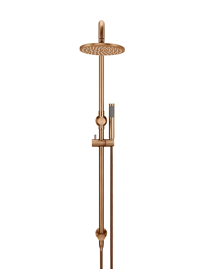 Meir Round Combination Shower Rail 200mm Rose, Single Function Hand Shower