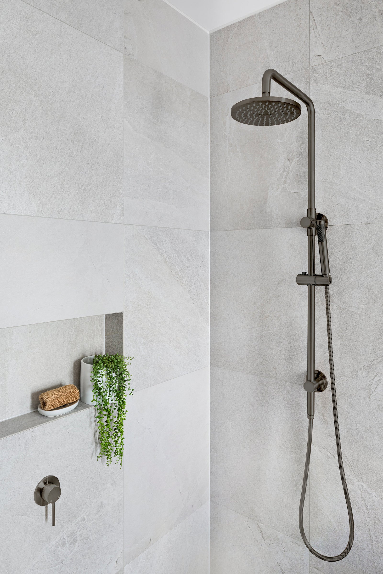 Meir Round Combination Shower Rail 200mm Rose, Single Function Hand Shower