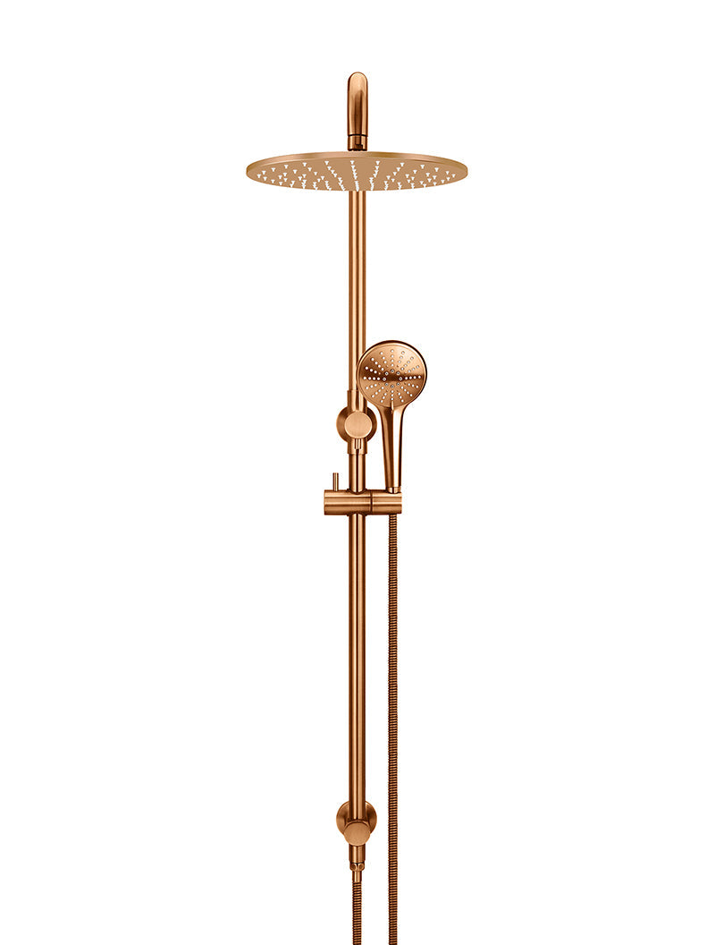 Meir Round Combination Shower Rail, 300mm Rose, Three Function Hand Shower