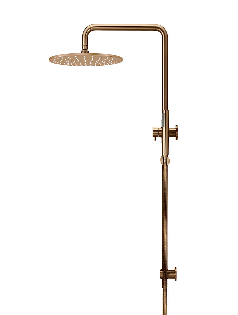 Meir Round Combination Shower Rail, 300mm Rose, Single Function Hand Shower