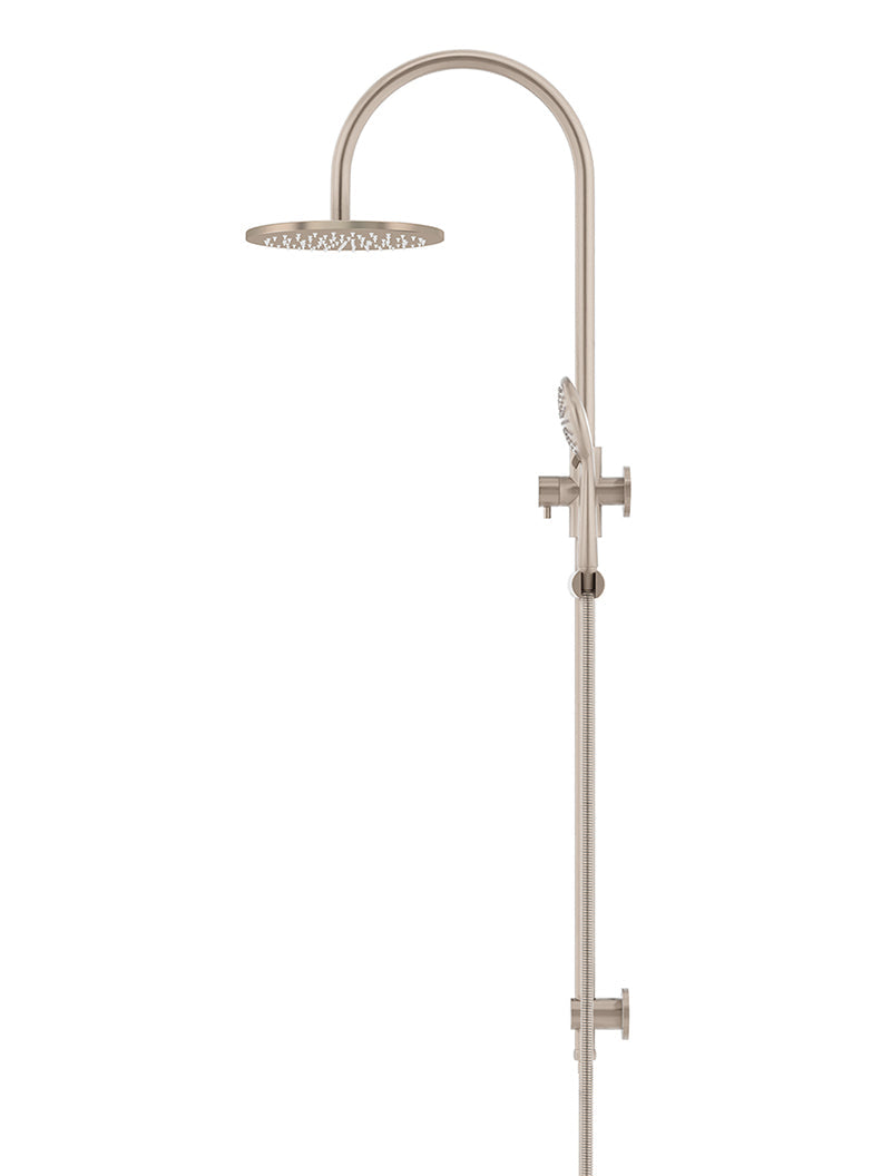 Meir 200mm Round Overhead Shower Rail, Three Function Hand Shower