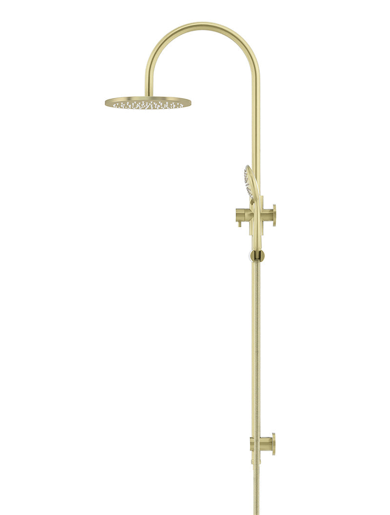 Meir 200mm Round Overhead Shower Rail, Three Function Hand Shower