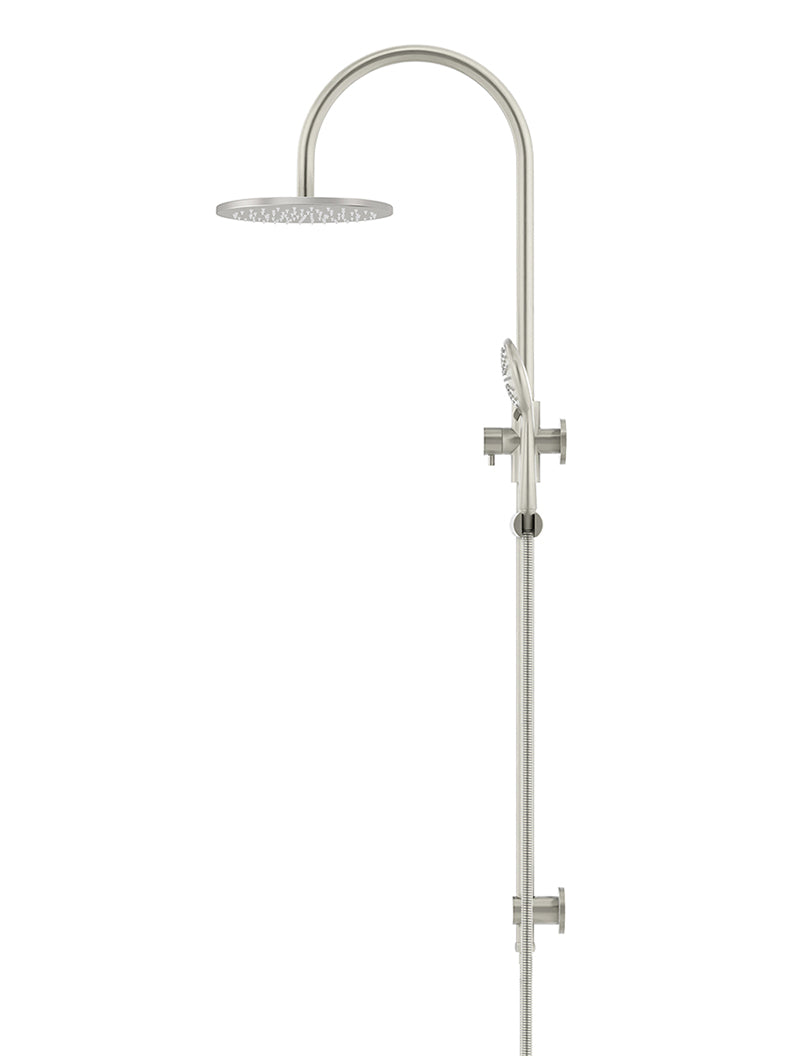 Meir 200mm Round Overhead Shower Rail, Three Function Hand Shower
