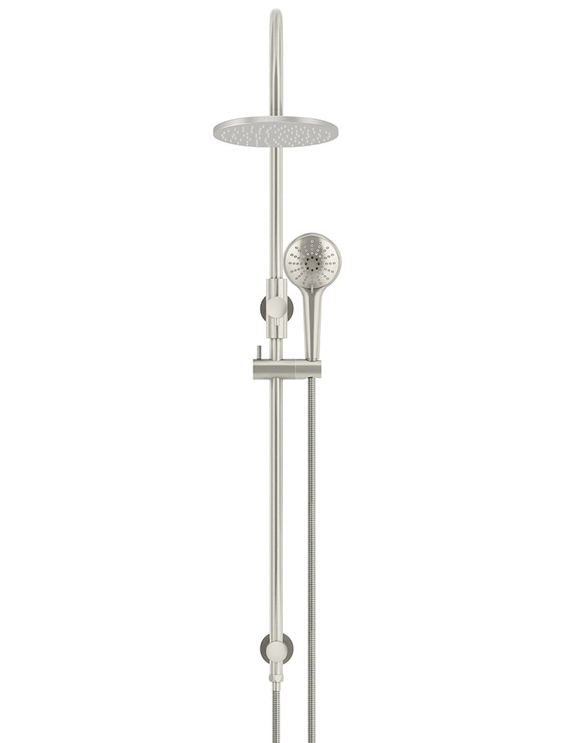 Meir 200mm Round Overhead Shower Rail, Three Function Hand Shower