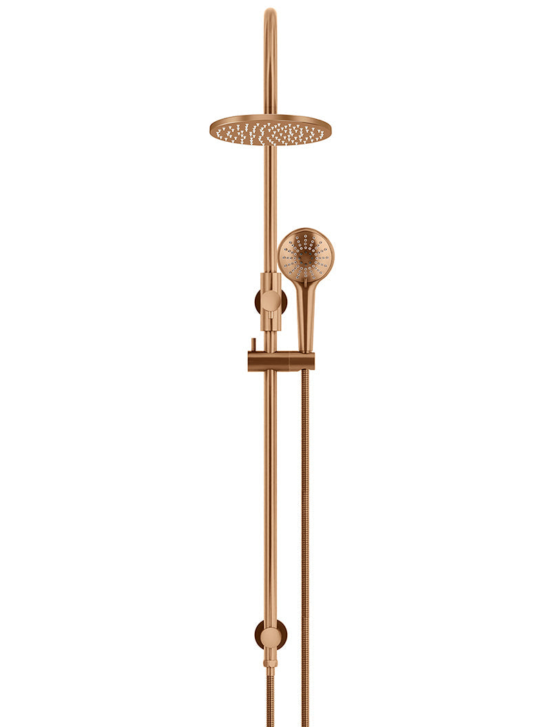 Meir 200mm Round Overhead Shower Rail, Three Function Hand Shower