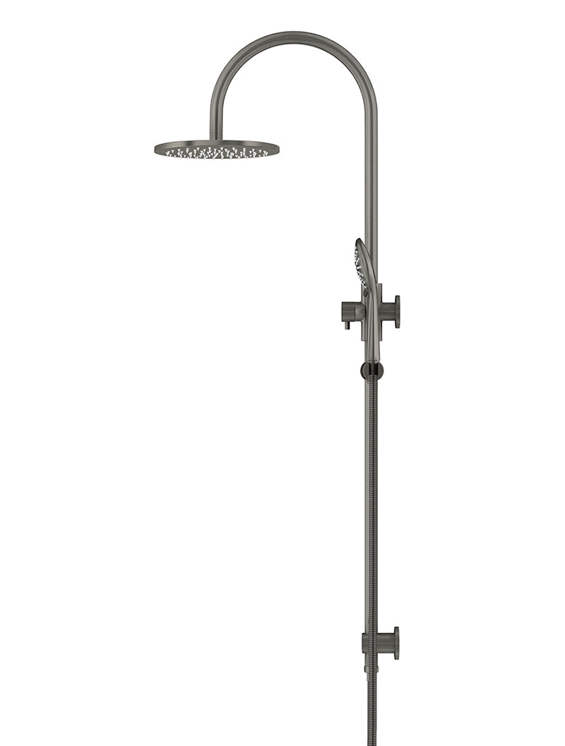 Meir 200mm Round Overhead Shower Rail, Three Function Hand Shower