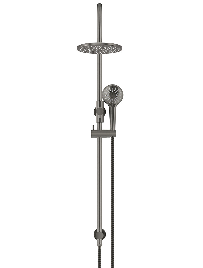 Meir 200mm Round Overhead Shower Rail, Three Function Hand Shower
