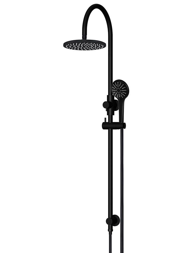 Meir 200mm Round Overhead Shower Rail, Three Function Hand Shower