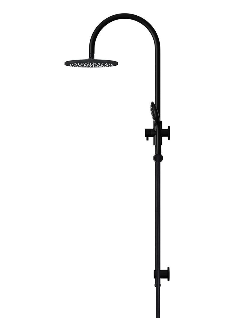Meir 200mm Round Overhead Shower Rail, Three Function Hand Shower