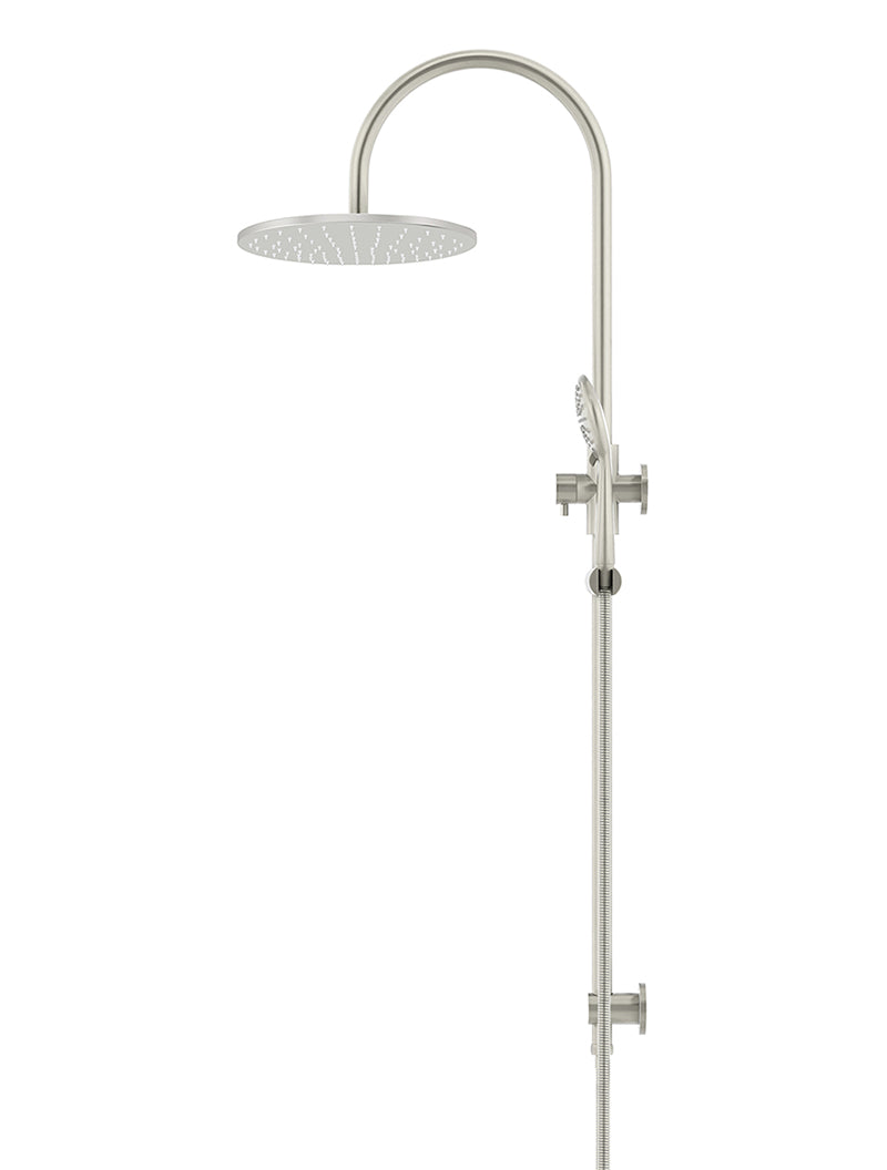 Meir 300mm Round Overhead Shower Rail, Three Function Hand Shower