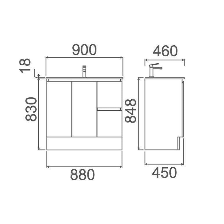 COMPLETE BATHROOM PACKAGE - EXON RANGE BRUSHED NICKEL WITH NUTRO FREE STANDING VANITY